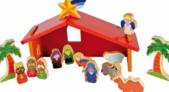 Kerststal Kribbe  14-delig Hout