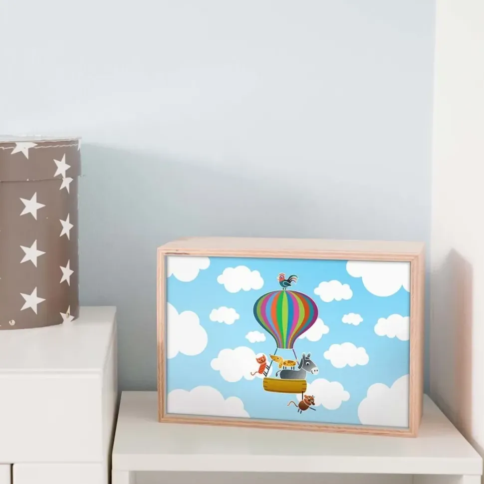 Limundo Wandlamp Rechthoekig Luchtballon Beuken Hout