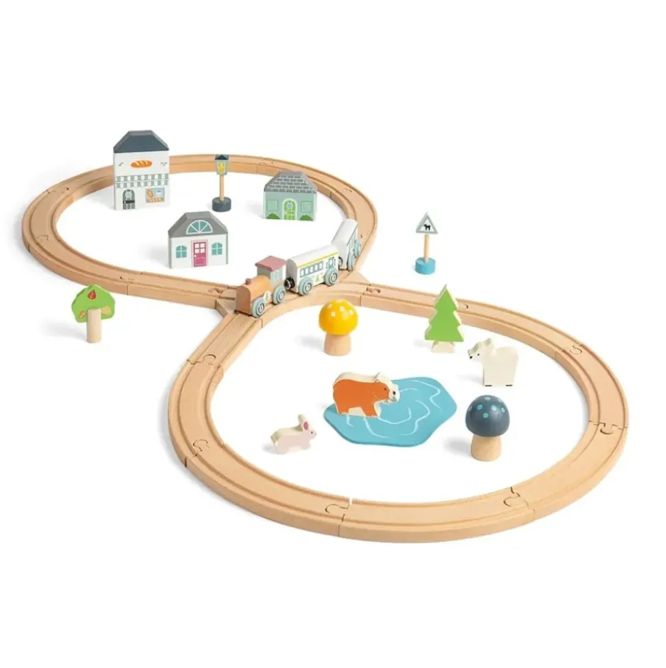 Little Dutch Treinbaan Dieren Set Hout
