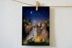 Lotte Drouen Ansichtkaart Knuffelende Dieren