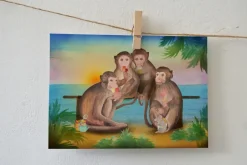 Lotte Drouen Ansichtkaart Aapjes die ijsjes eten