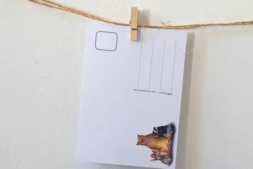 Lotte Drouen Ansichtkaart Kampvuur met Wilde Dieren