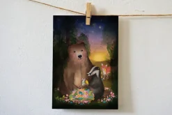 Lotte Drouen Ansichtkaart Beer, das en vos bedankt!