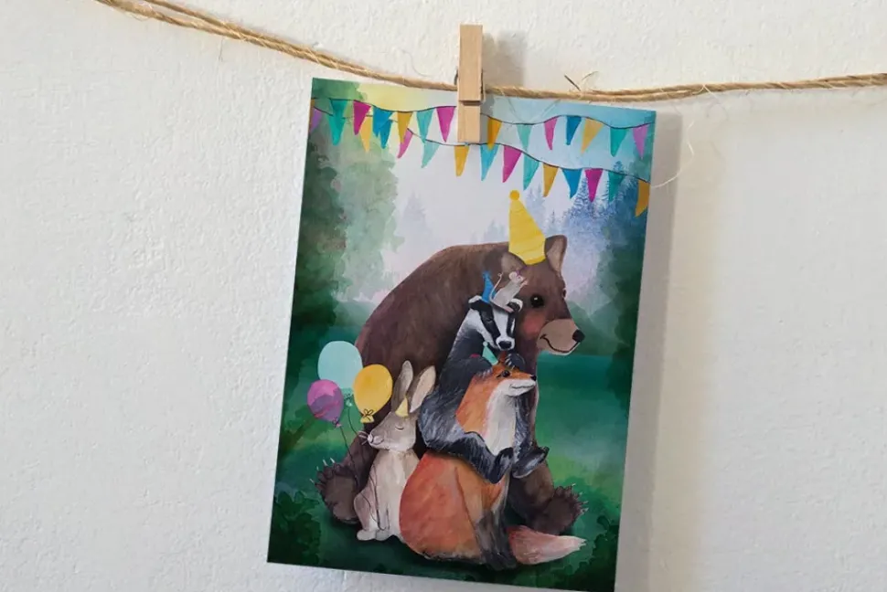 Lotte Drouen Ansichtkaart IJsbeer en Noorderlicht