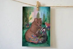 Lotte Drouen Ansichtkaart Bosdieren Bedankt met Bloemen