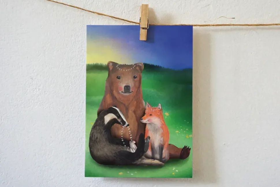 Lotte Drouen Ansichtkaart Bloemenketting Maken