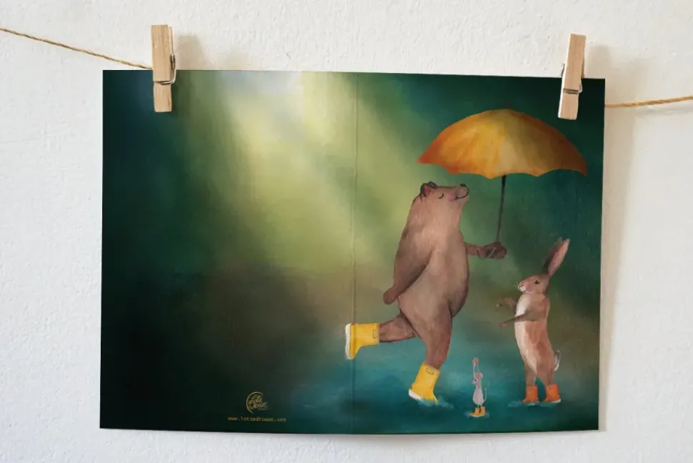 Lotte Drouen Wenskaart Dansen in de Regen