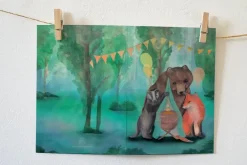 Lotte Drouen Wenskaart Dieren bij de Wieg