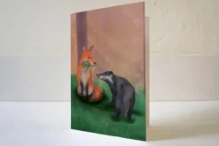 Lotte Drouen Wenskaart Liefde tussen Vos en Das