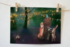 Lotte Drouen Wenskaart met Foliedruk Sneeuwpop Bouwen