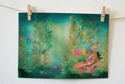 Lotte Drouen Wenskaart met Foliedruk Sterren Ophangen