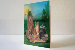 Lotte Drouen Wenskaart Picknicken met Bosdieren