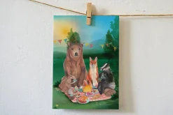 Lotte Drouen Wenskaart Picknicken met Bosdieren