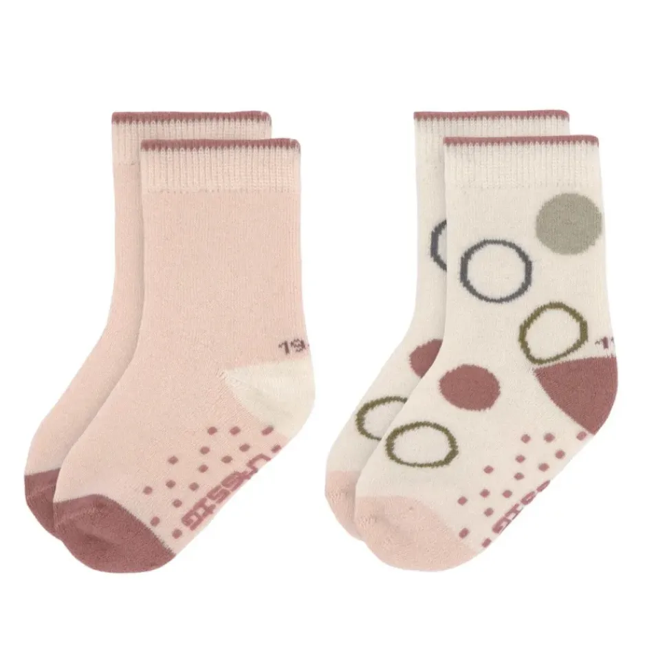 Lässig Kindersokjes Anti-Slip Offwhite/Powder Pink Set 2-delig