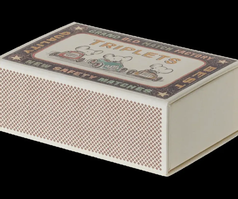 Maileg Drieling Baby Muis in een Luciferdoosje