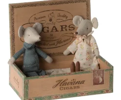 Maileg Knuffelmuis Opa en Oma in Cigarbox 17cm