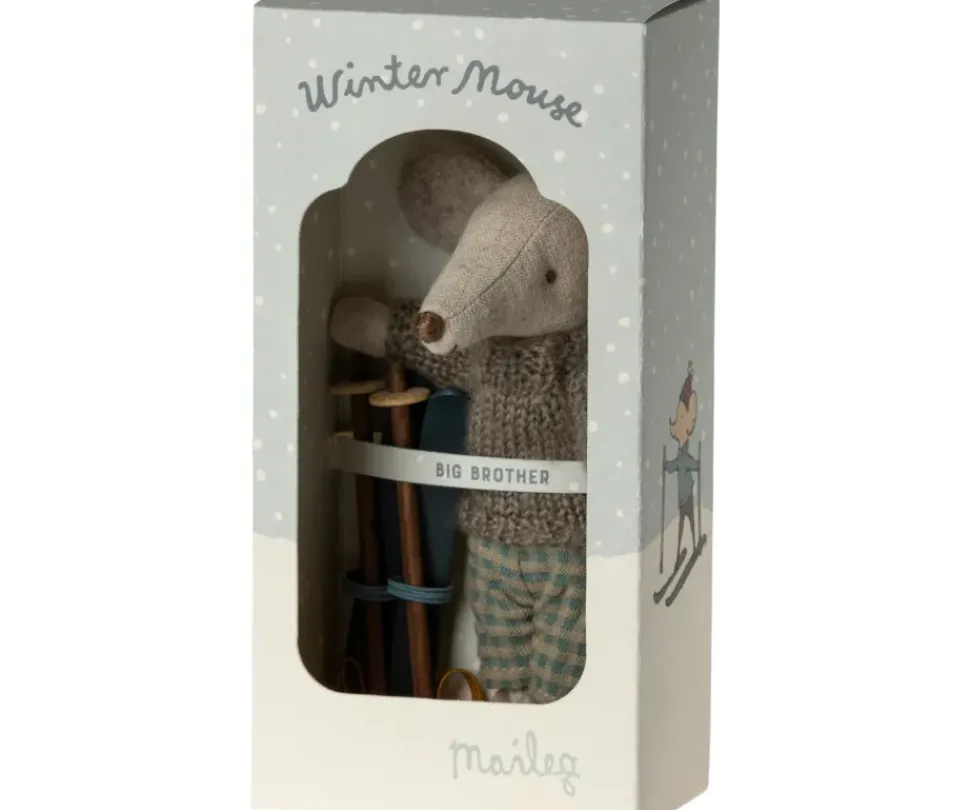 Maileg Knuffelmuis Winter met Skiset Big Brother 13cm