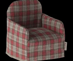 Maileg Poppenhuis Stoel Rood Geblokt 7.5cm