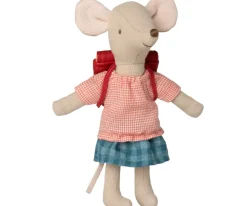Maileg Tricycle Mouse Grote Zus met Rugzak Rood