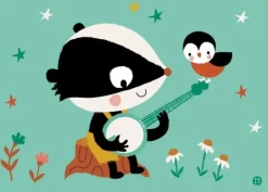 Postkaart Bluegrass banjo badger