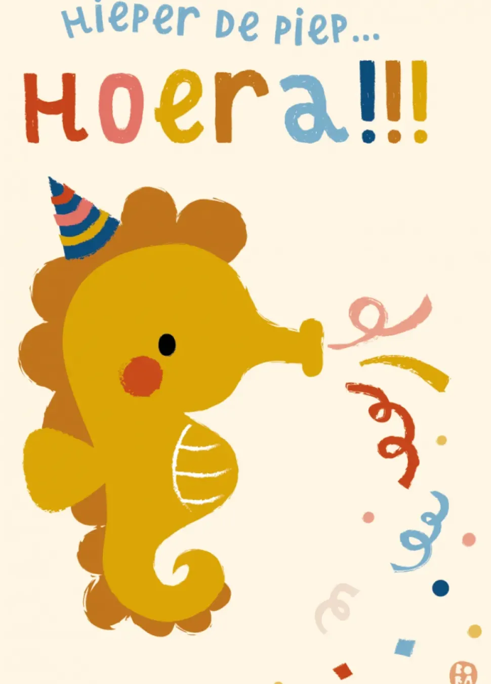 Postkaart Hieper de piep hoera (zeepaardje)