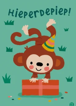 Postkaart Jungle Hieperdepiep (aap)