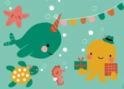 Postkaart Party in the water