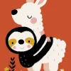 Postkaart Sloth alpaca hug