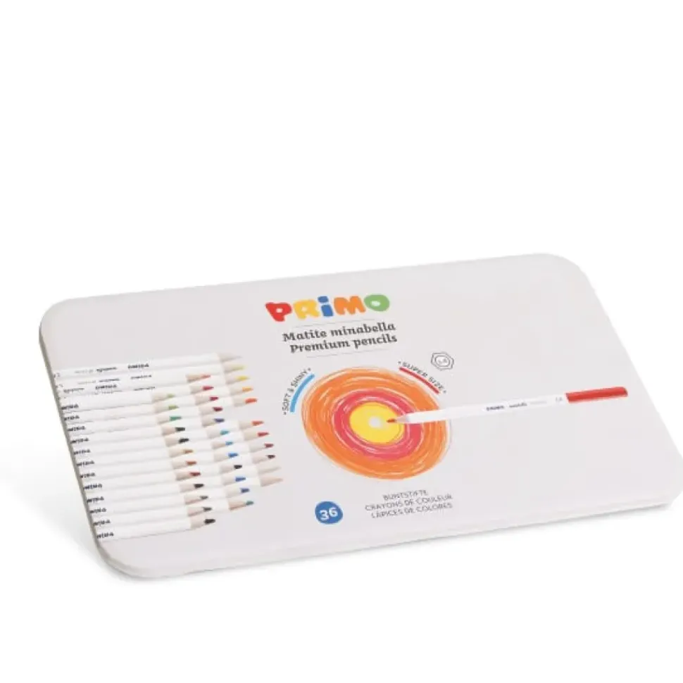 Primo Minabella Kleurpotloden ø3.8 Set 36-delig in blik
