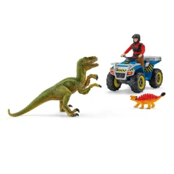 Schleich Speelset Vlucht van Velociraptor op Quad 41466