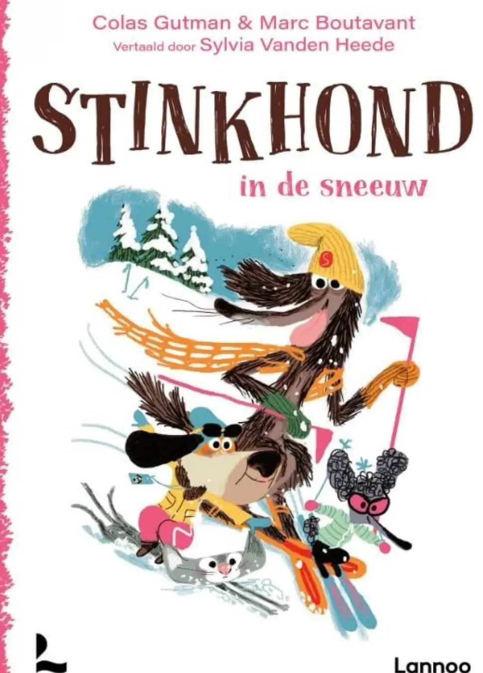 Stinkhond in de sneeuw