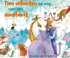 Tien olifanten op weg naar een dansfeest
