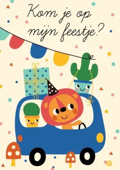 Uitnodigingskaart Auto 6-delig