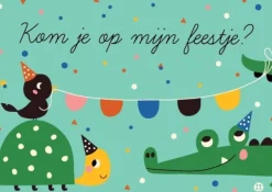 Uitnodigingskaart Kroko en Schildpad 6-delig
