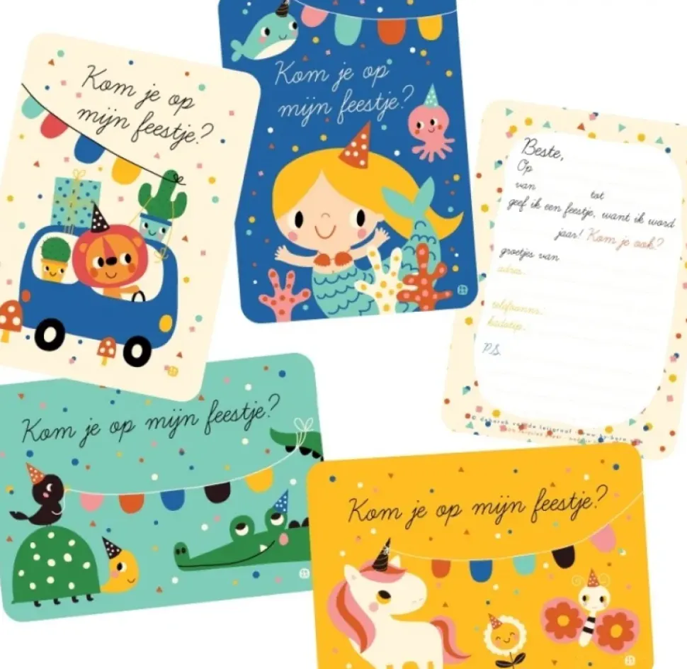 Uitnodigingskaart Kroko en Schildpad 6-delig