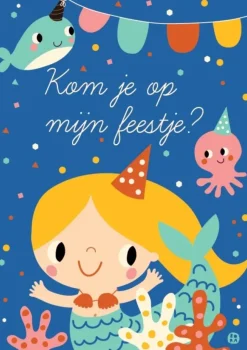 Uitnodigingskaart Zeemeermin 6-delig