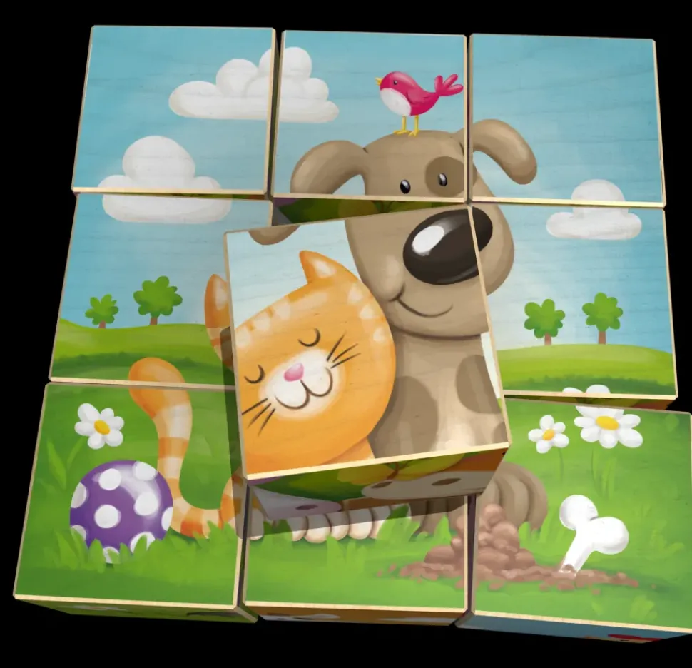 Weizenkorn Blokkenpuzzel Boerderijdieren Hout