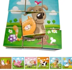 Weizenkorn Blokkenpuzzel Boerderijdieren Hout