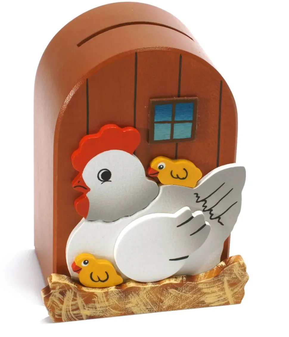 Weizenkorn Spaarpot 3D Kippen Hout
