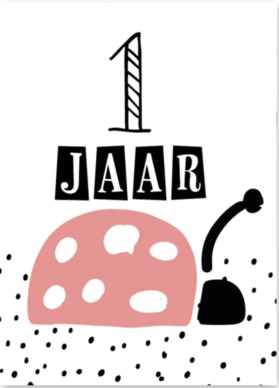 Wenskaart 1 Jaar Lieveheersbeestje