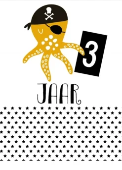 Wenskaart 3 Jaar Octopus