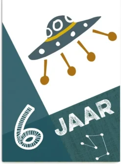 Wenskaart 6 Jaar Ruimteschip