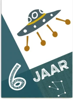 Wenskaart 6 Jaar Ruimteschip