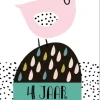 Wenskaart 4 Jaar Vogel