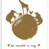 Wenskaart de wereld is nog mooier met jou erbij (goud)