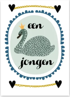 Wenskaart Een Jongen (zwaan)