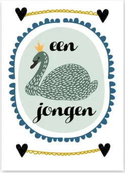 Wenskaart Een Jongen (zwaan)