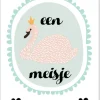 Wenskaart Een Meisje (zwaan)