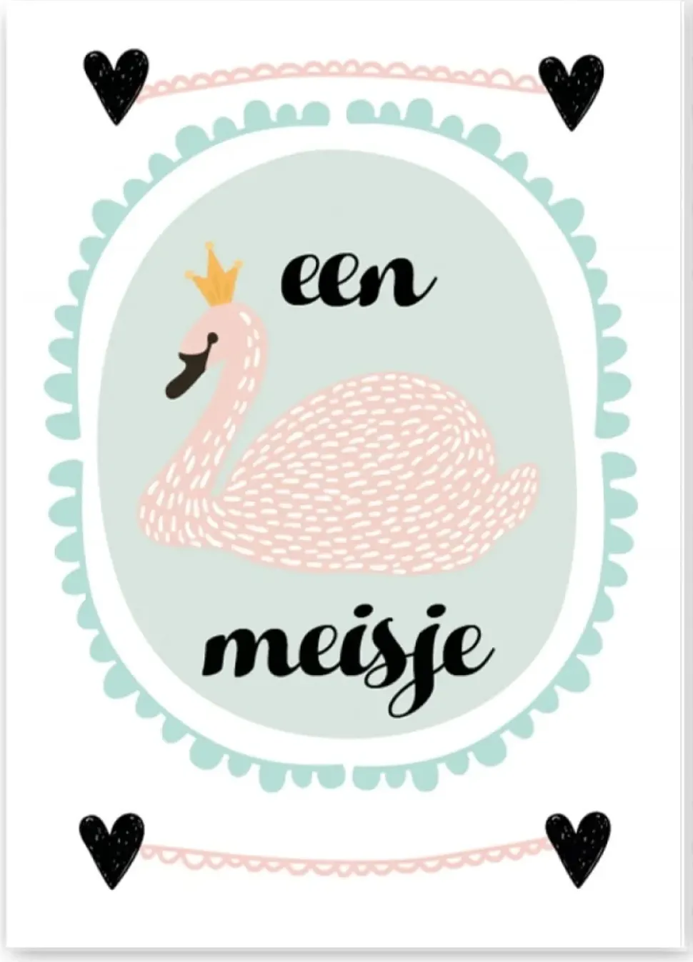 Wenskaart Een Meisje (zwaan)