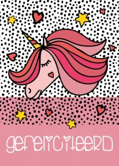Wenskaart Gefeliciteerd (Unicorn)